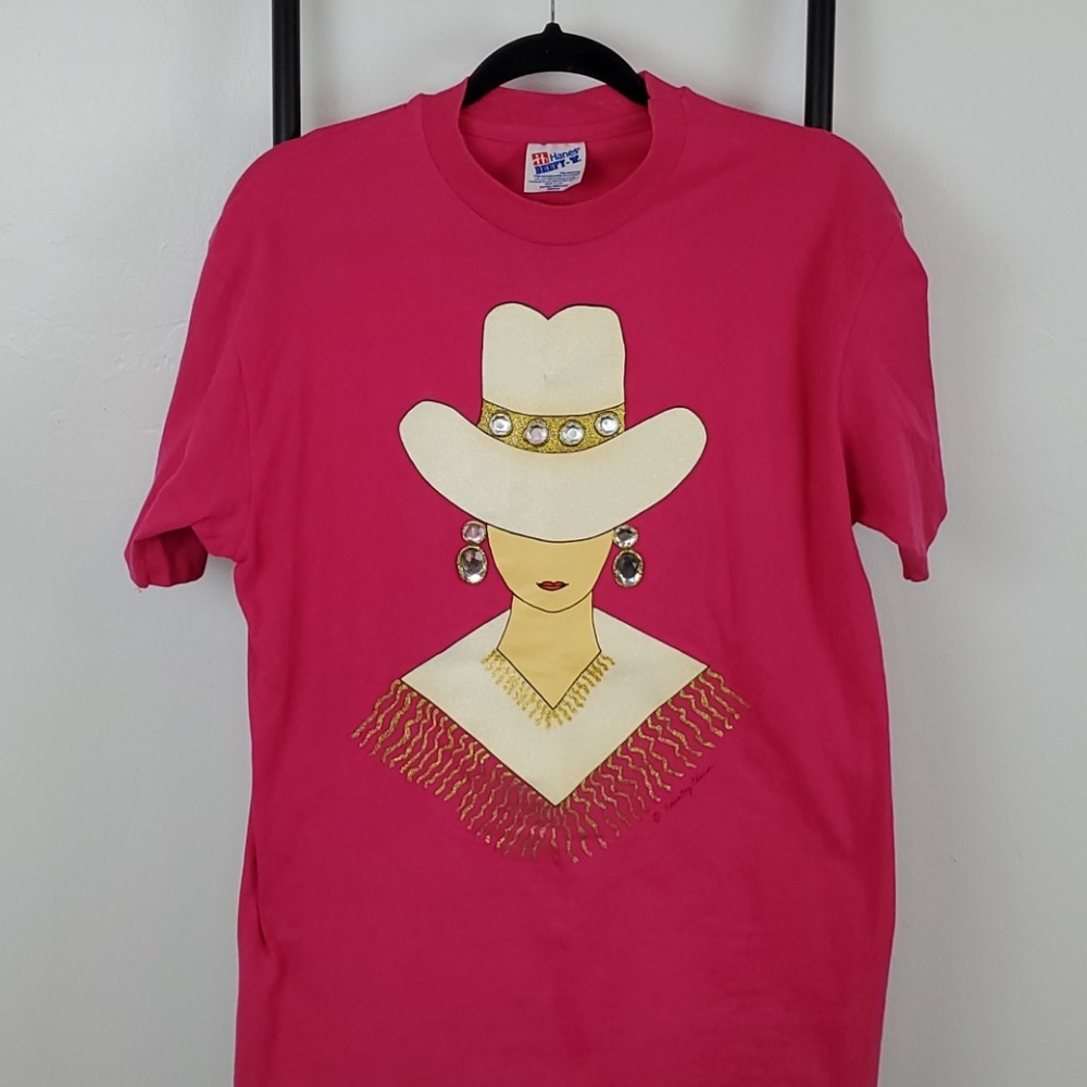 Vintage Hanes Beefy t-shirt cotton top graphic pink short sleeve women size M